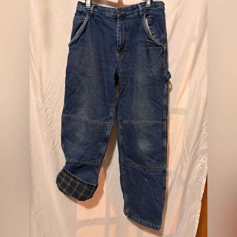 Saftbak flannel lined work carpenter jeans. Real Wear, Soft Broken-In Denim.